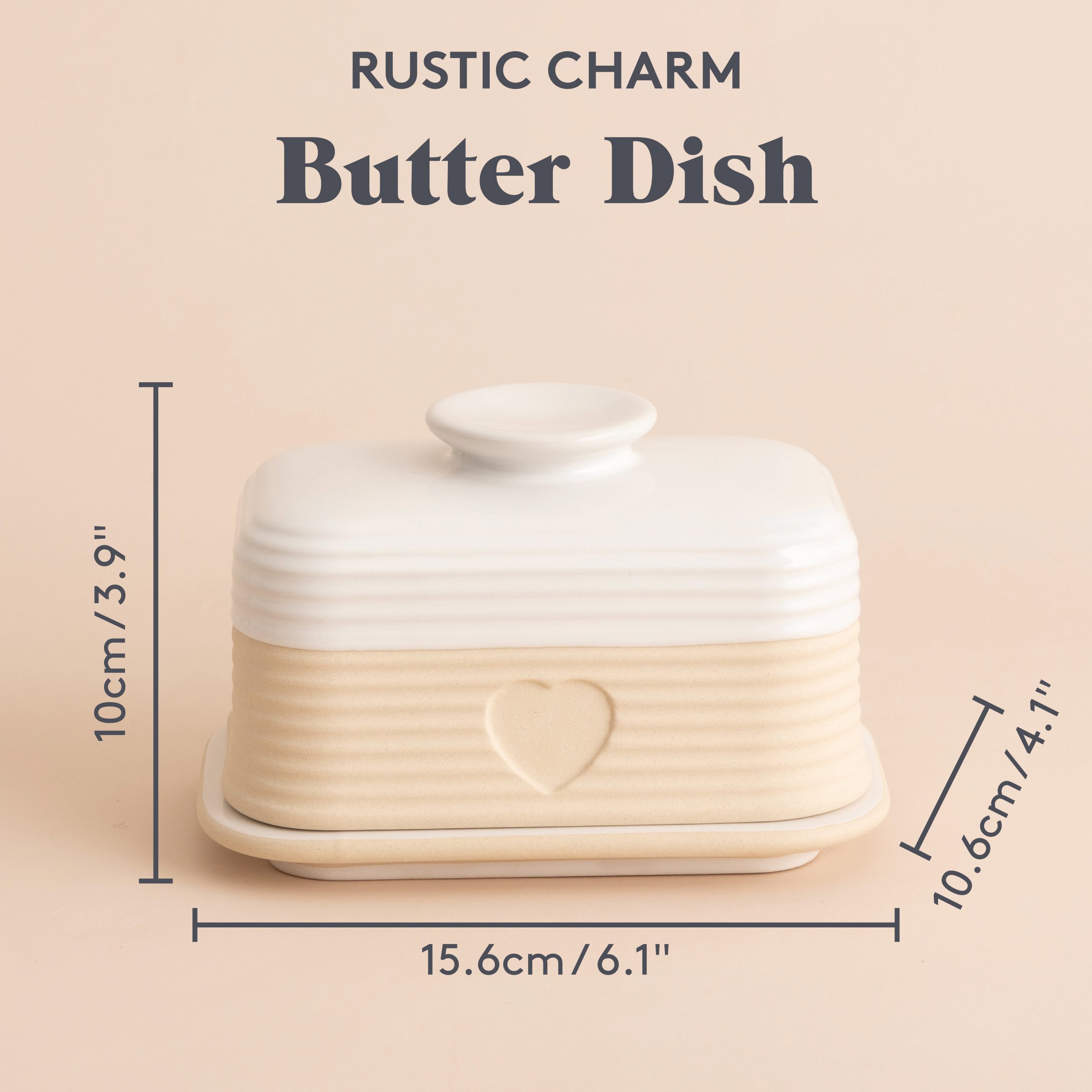 Mason Cash 'Rustic Charm' Cream Butter Dish - Image 3