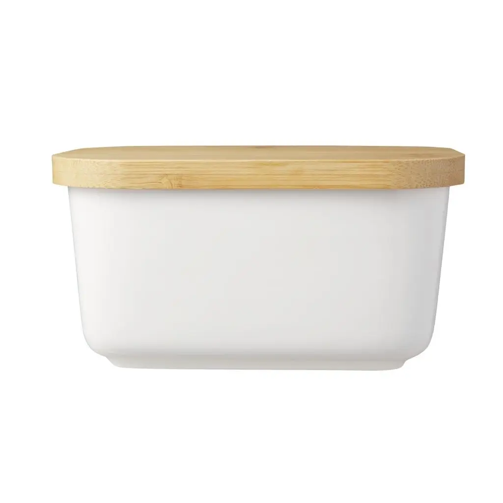 butter dish with bamboo lid