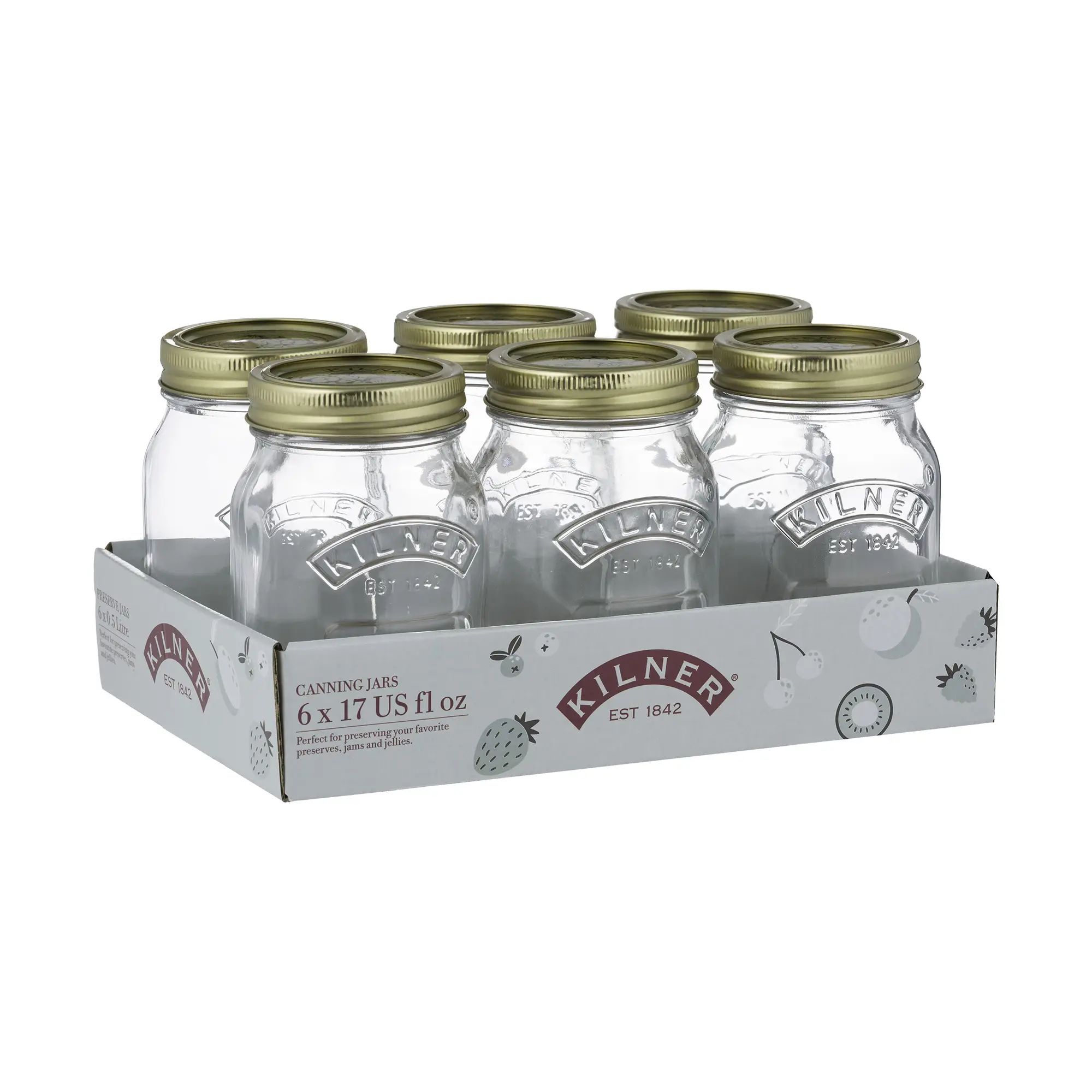 set of 6 500ml preserving jars